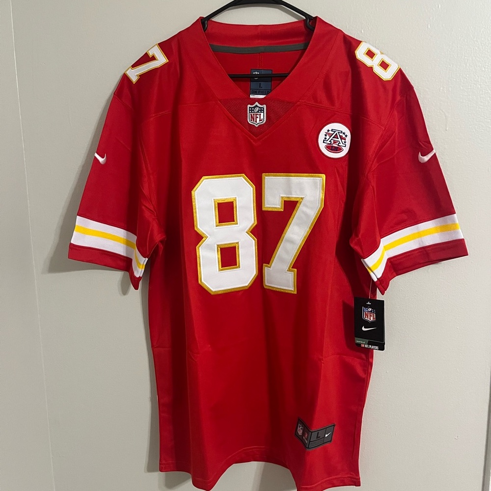 Nike on Field Red Kansas City Chiefs Travis Kelce Jersey NWT Size Large #87